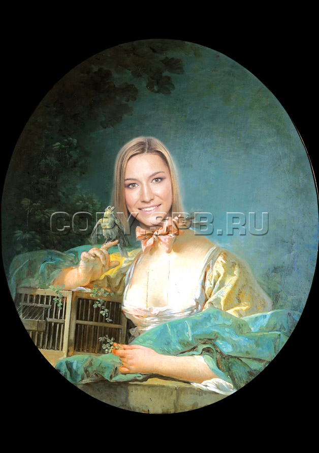 Картина девушки с птицей